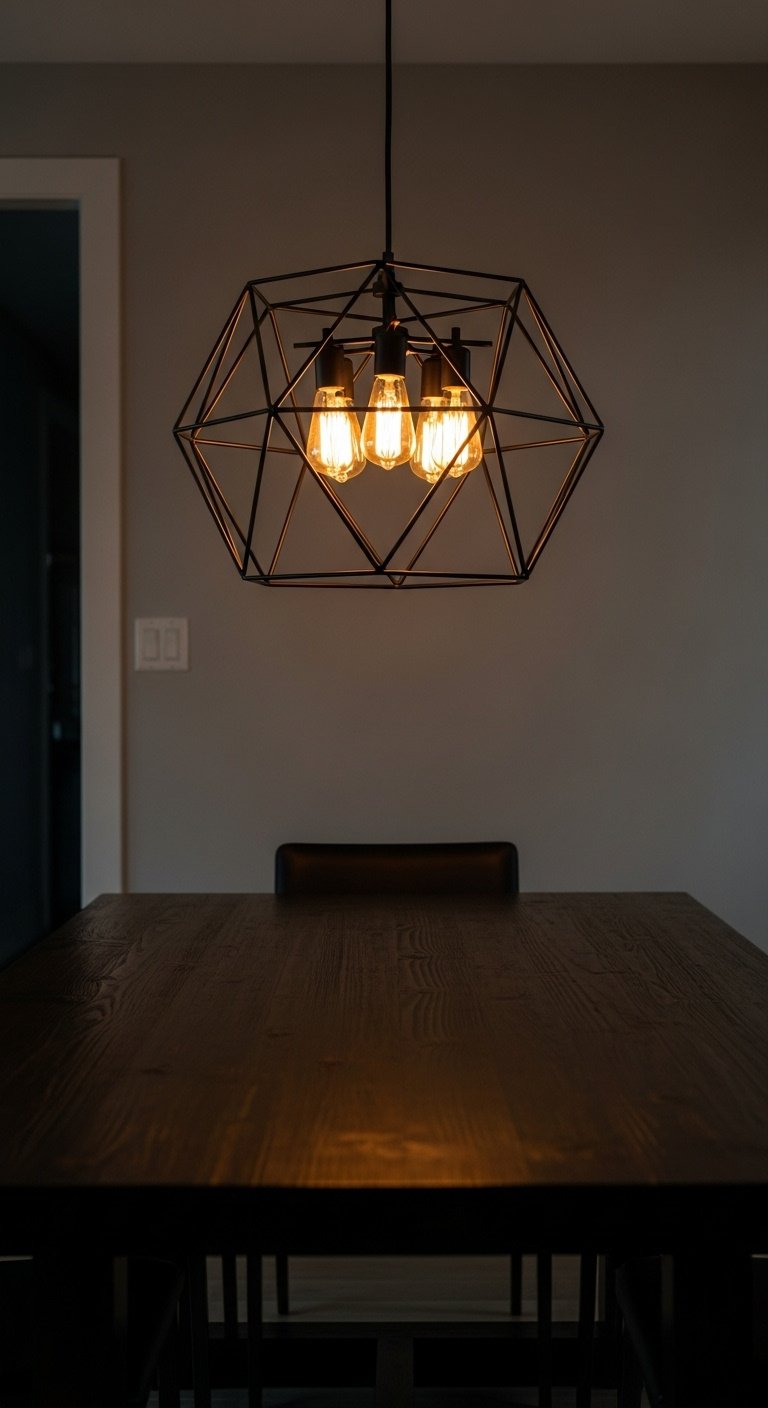unique-light-fixture-framing-kitchen-table