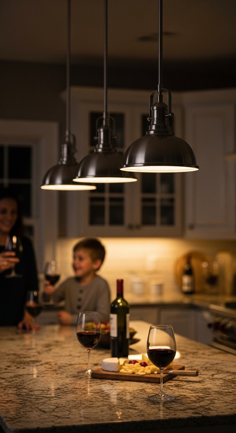 11 genius kitchen island lighting ideas with matte brass dome pendants and dark wood cabinets