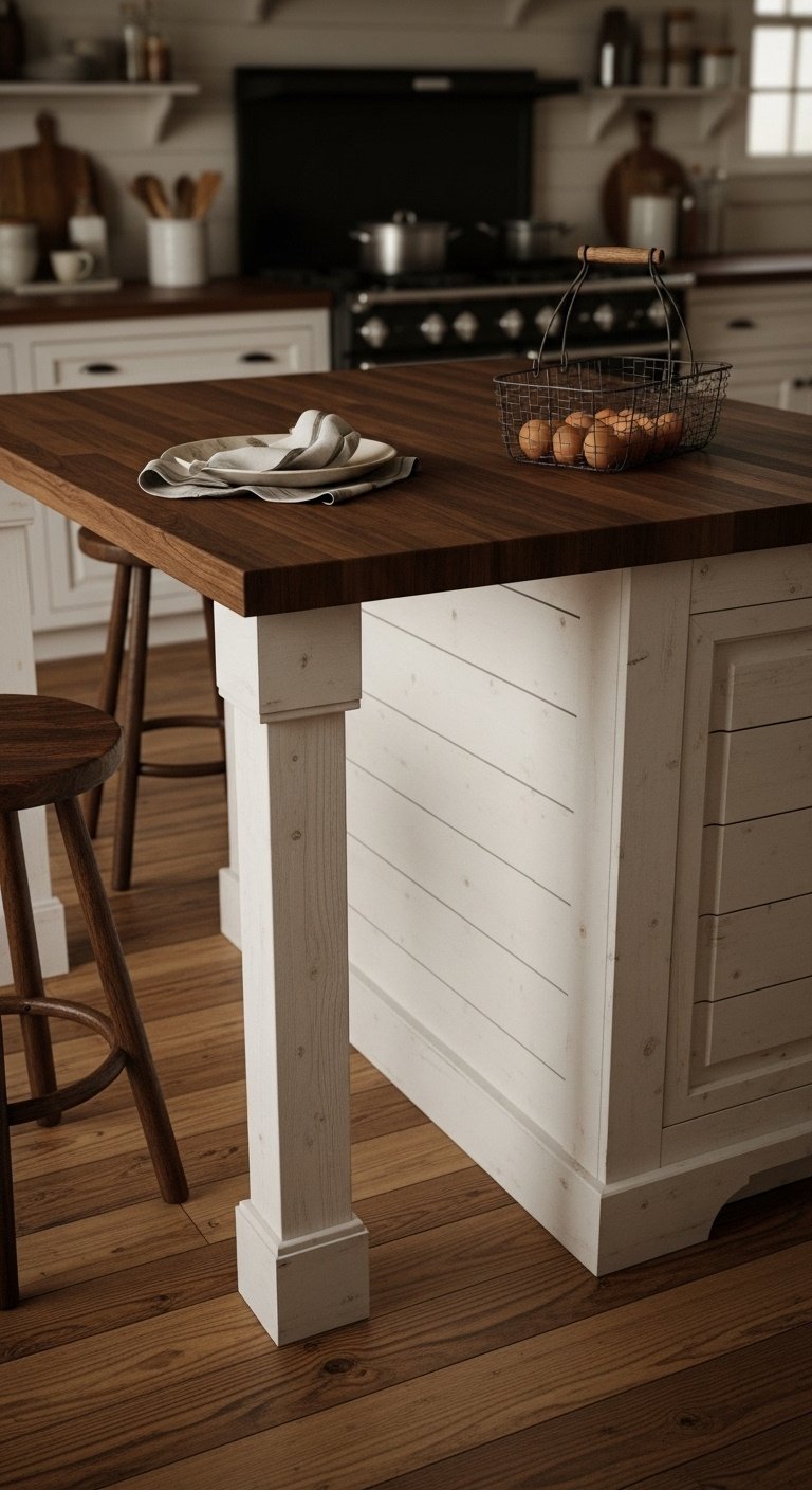 Building a DIY kitchen island with base cabinets and a butcher block countertop in progress