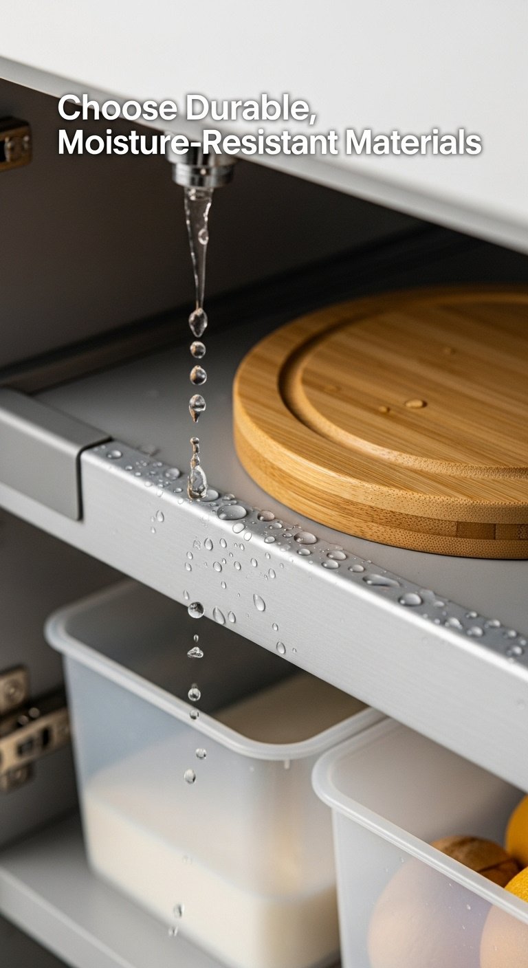 Clean organized kitchen sink with caddy and smart under sink storage for a tidy space
