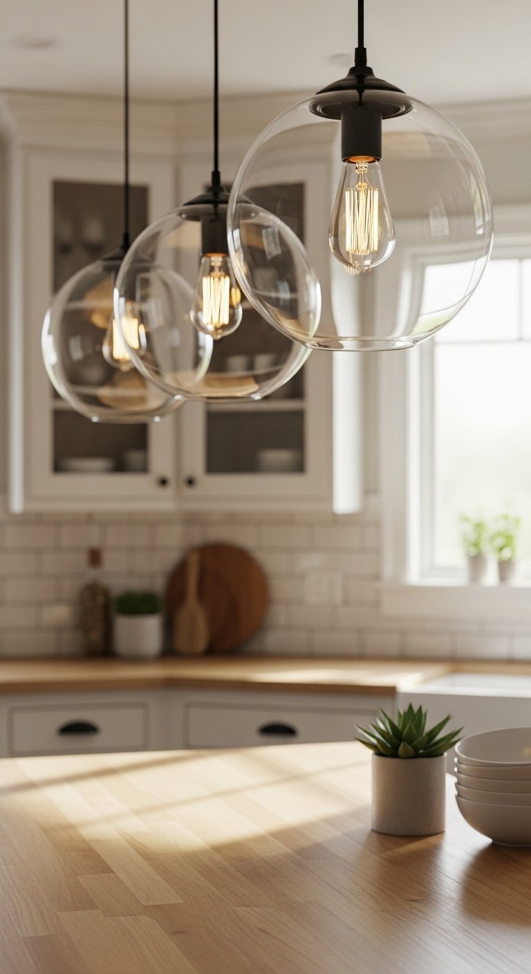 Genius kitchen island lighting ideas featuring matte brass dome pendants and quartz countertop