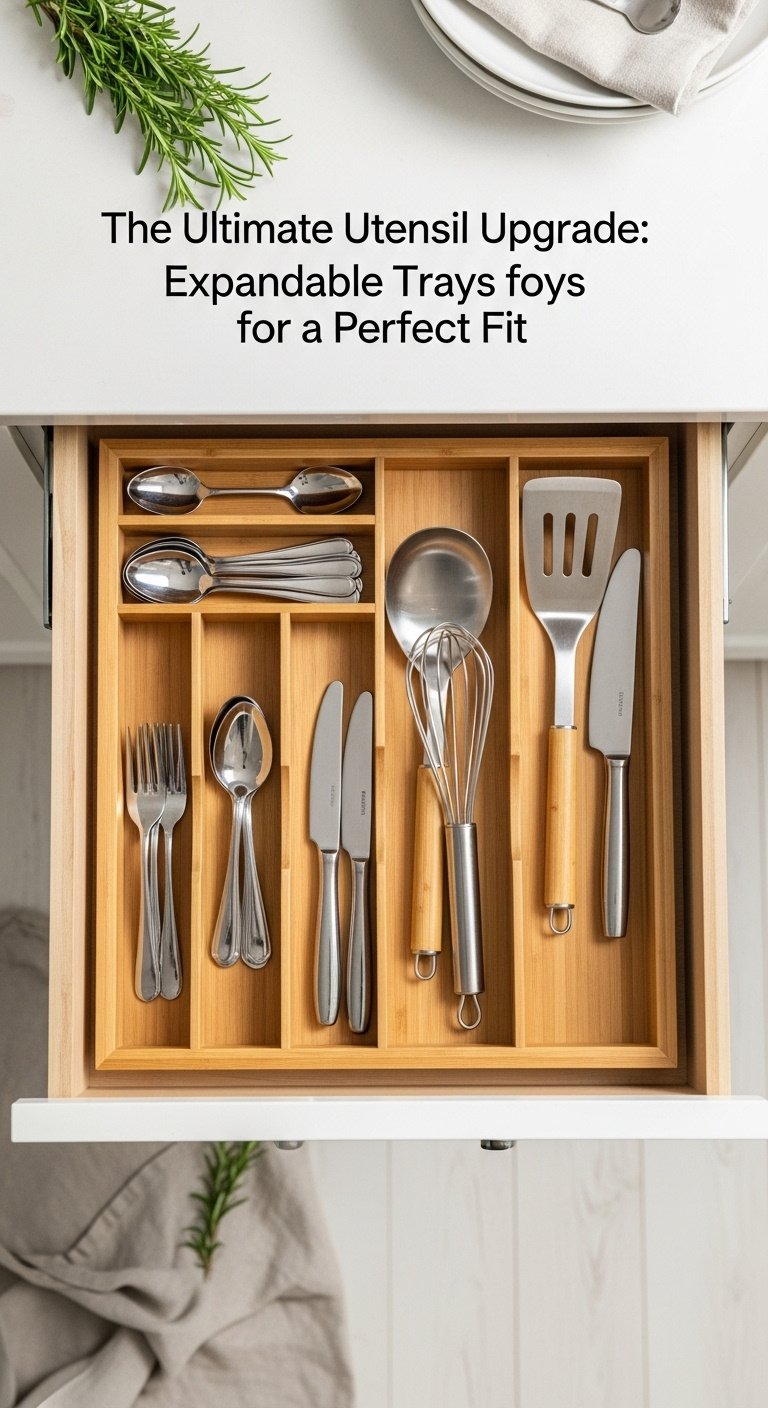 Kitchen drawer organization ideas with bamboo dividers and utensil holders in a modern kitchen