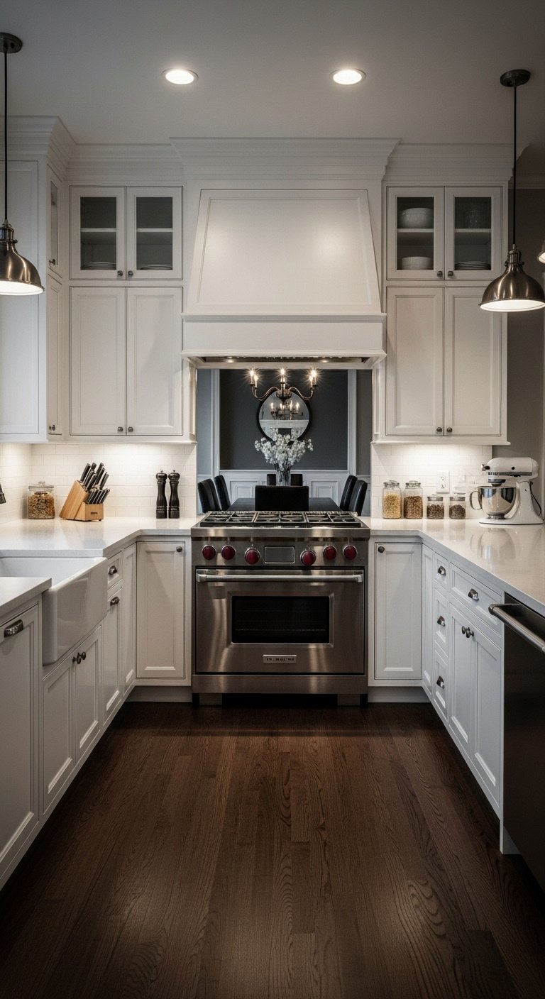 Kitchen layout plans for any size and style featuring an L-shaped design and island