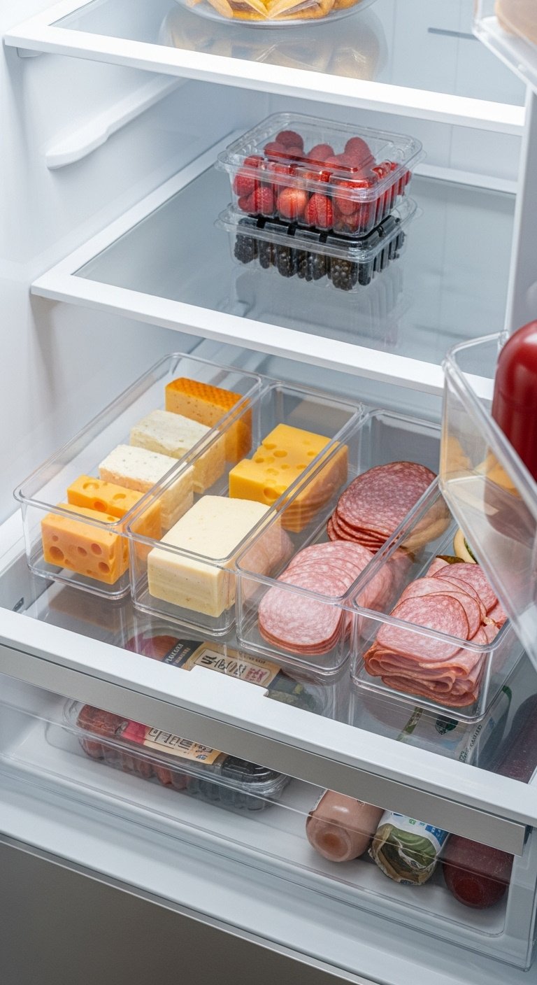 Kitchen organization with clear bins pull out storage and streamlined counter space