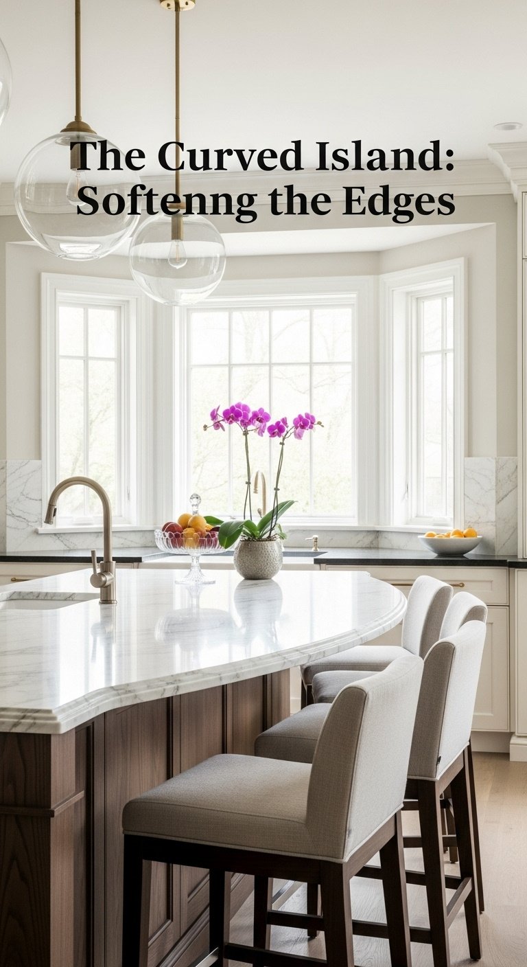 Modern kitchen with L-shaped layout and central island for maximizing space