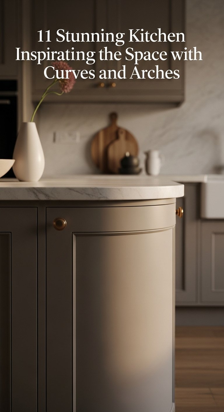 Split screen image showcasing modern kitchen with white cabinets marble island and black pendants