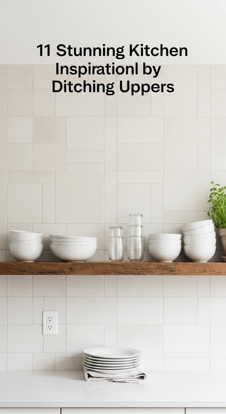 Split screen image showcasing modern kitchen with white cabinets marble island and black pendants