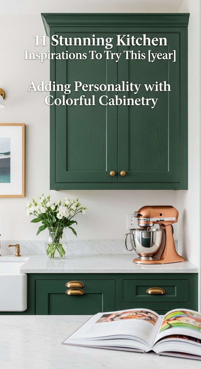Split screen image showing modern kitchen with white cabinets marble island and black pendant lights