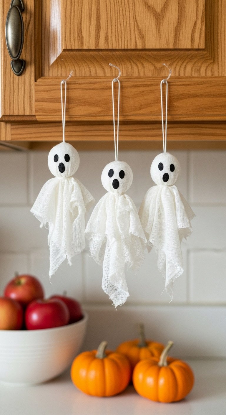 90s Halloween kitchen decor DIY fabric ghosts