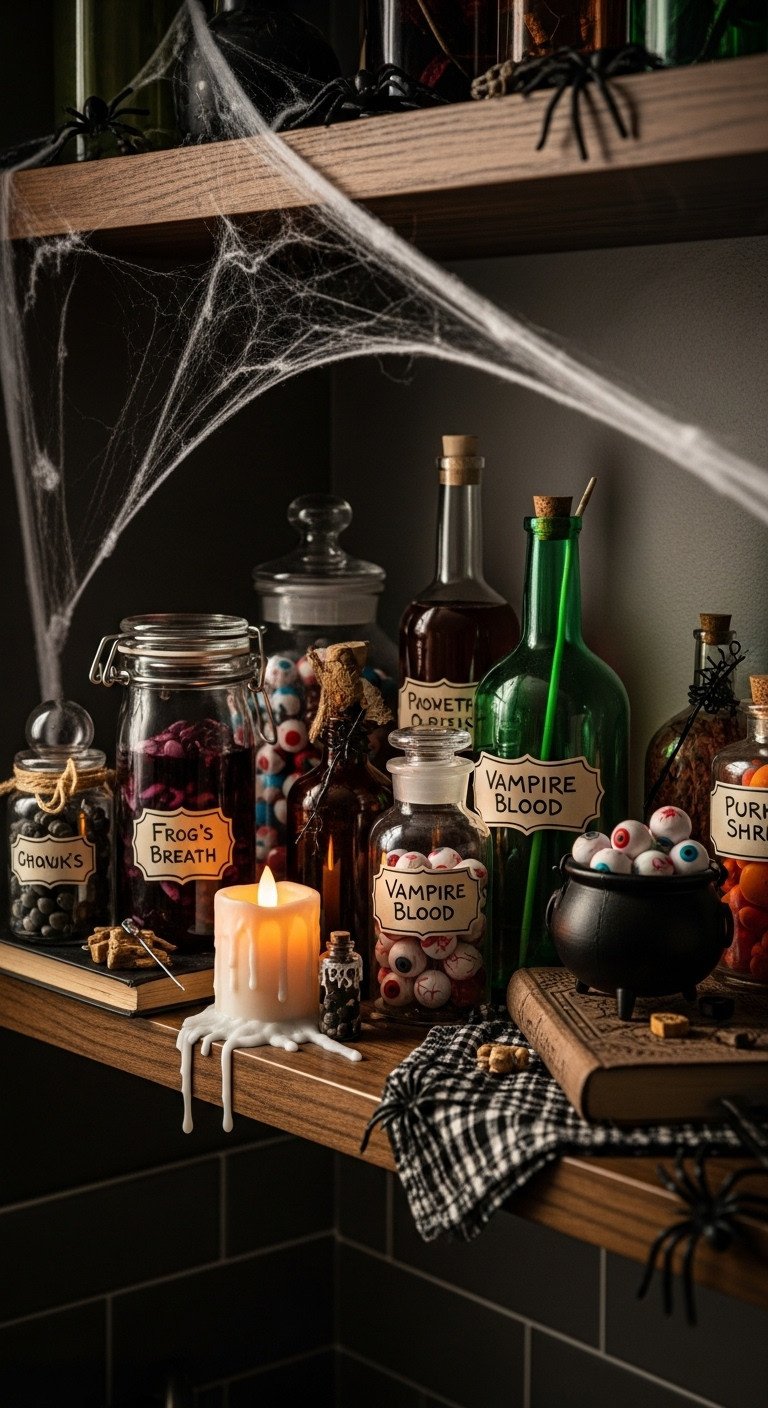 90s Halloween kitchen decor retro apothecary potion corner