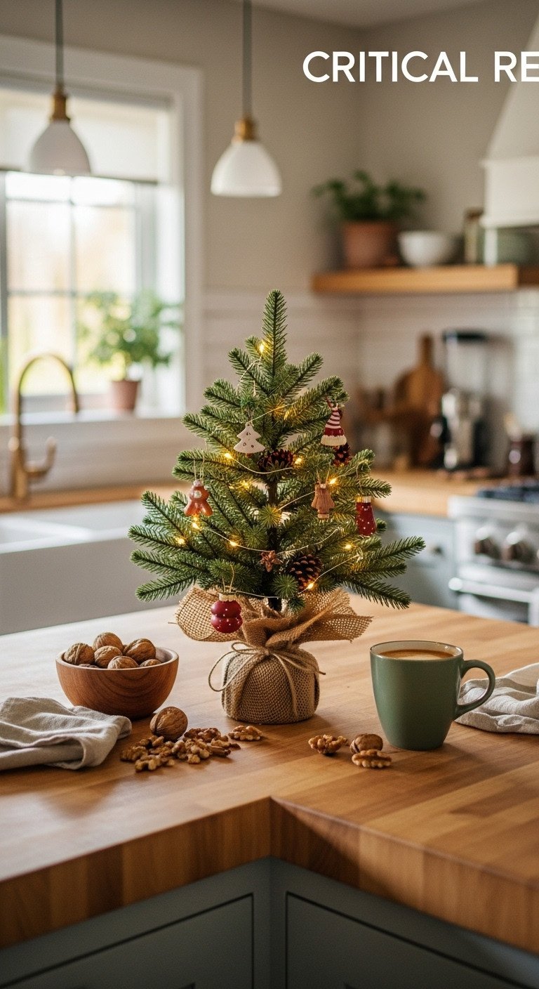 Christmas kitchen eucalyptus pine garland over range hood