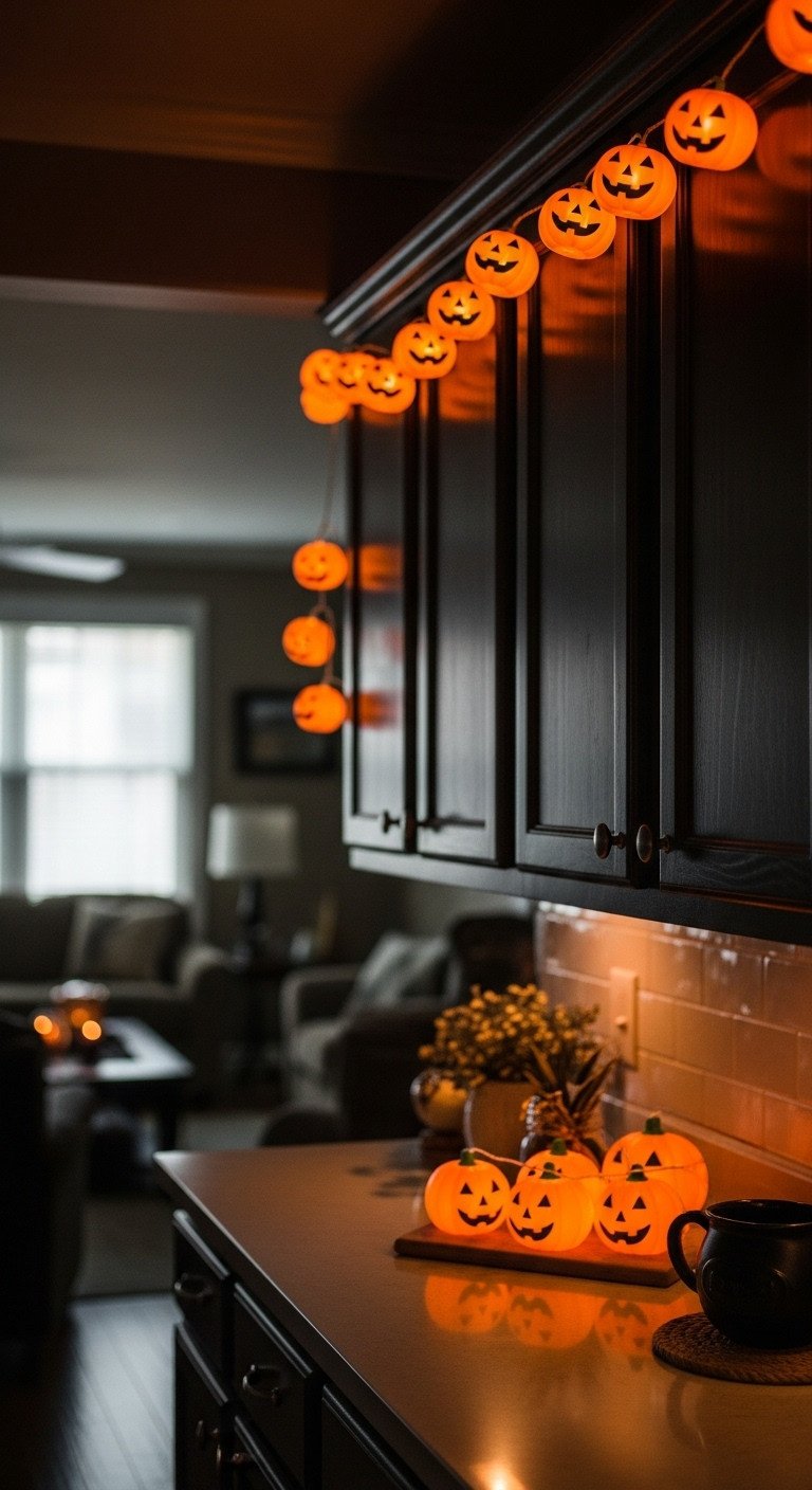 Halloween kitchen accessories pumpkin string lights