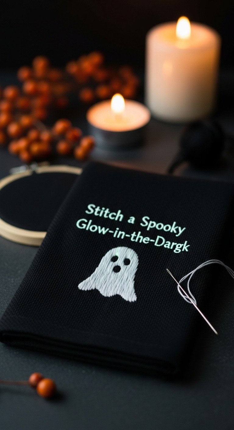 Halloween kitchen towel glow in the dark ghost embroidery