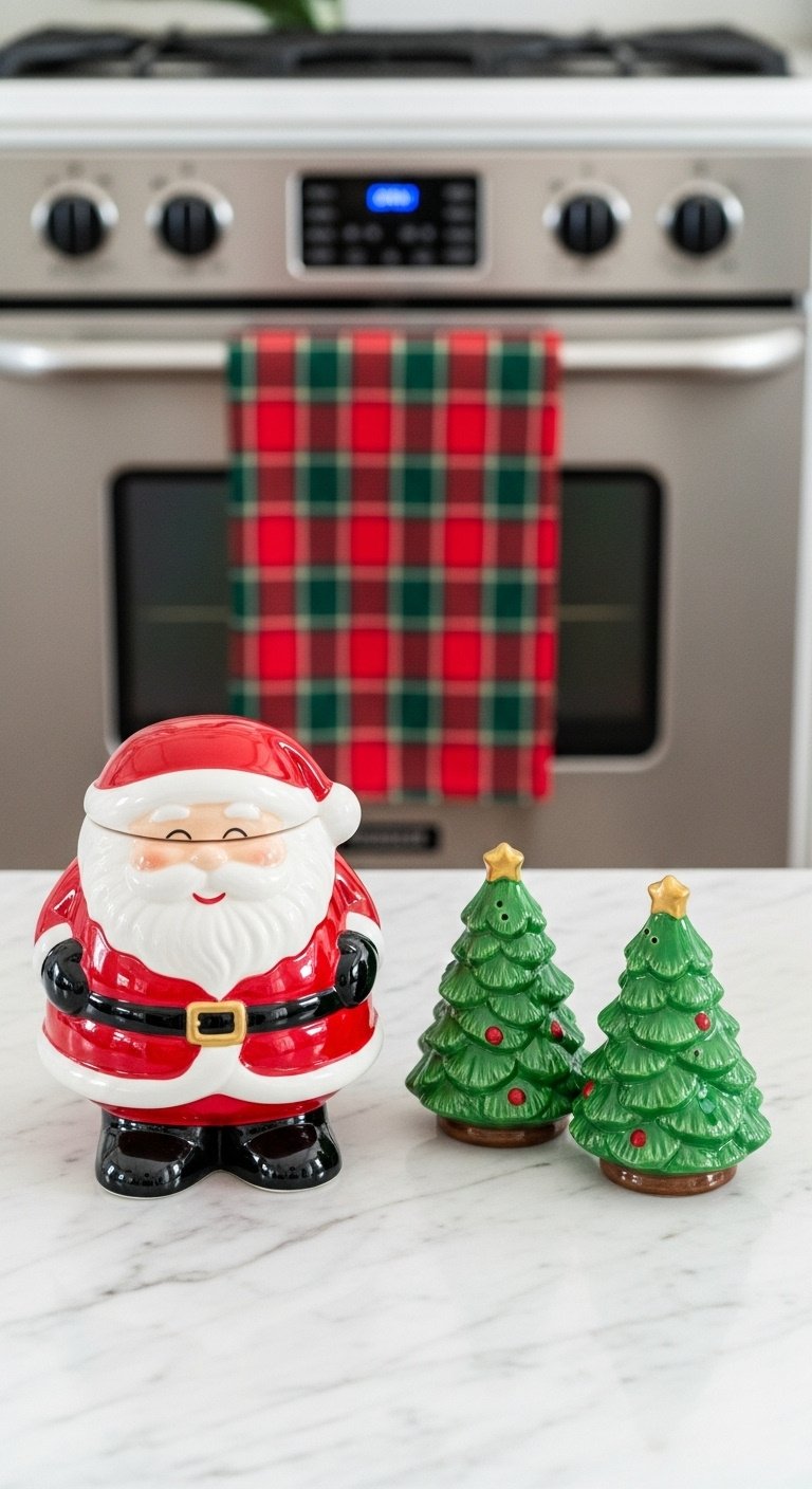 Handmade dried orange slice garland with cinnamon sticks, elegantly draped on a light gray kitchen tile backsplash.