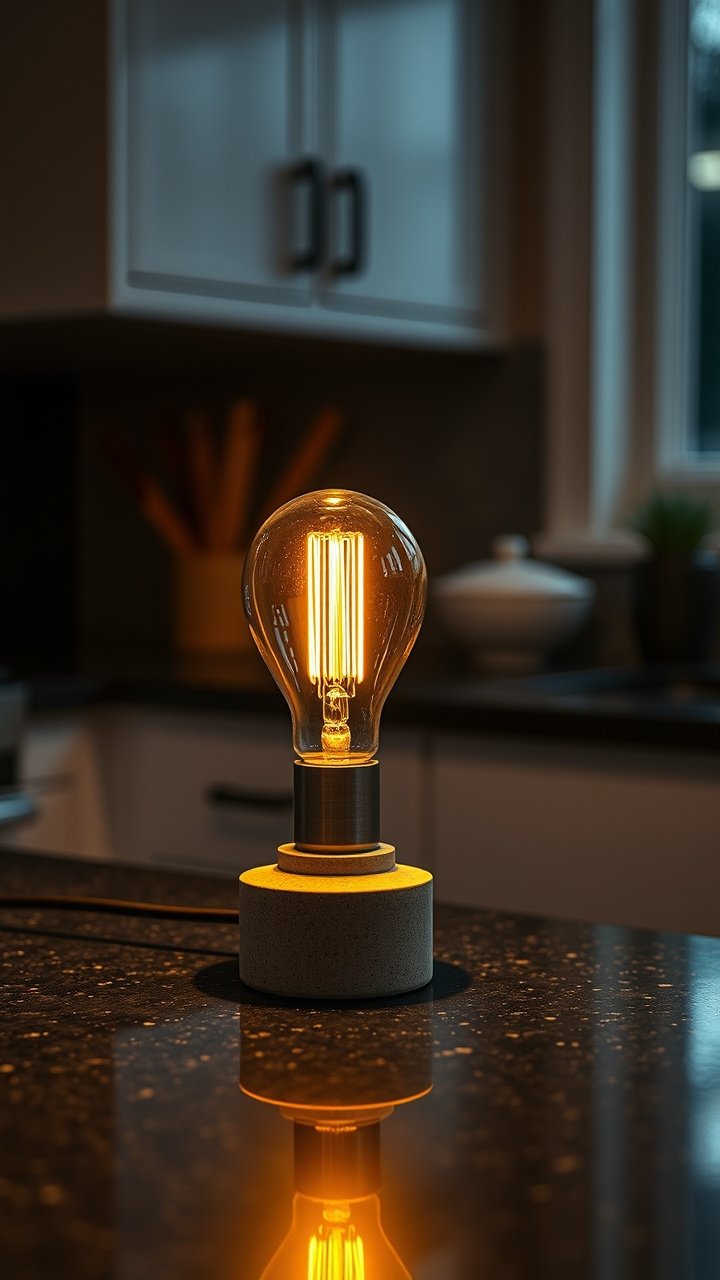 Brilliant Apartment Kitchen Lighting That Needs No Wiring 13 Hidden mini LED light strip creates a back-lit glow on wooden floating kitchen shelves, silhouetting white dishes and glassware.