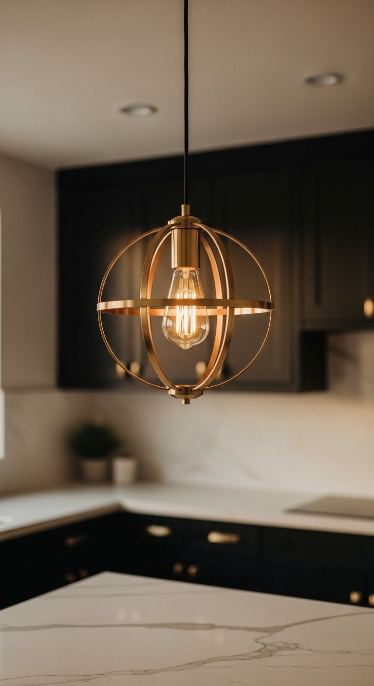 Luxurious white quartz kitchen countertop with subtle gold veining and polished surface, complemented by blurred black cabinets and orchid.