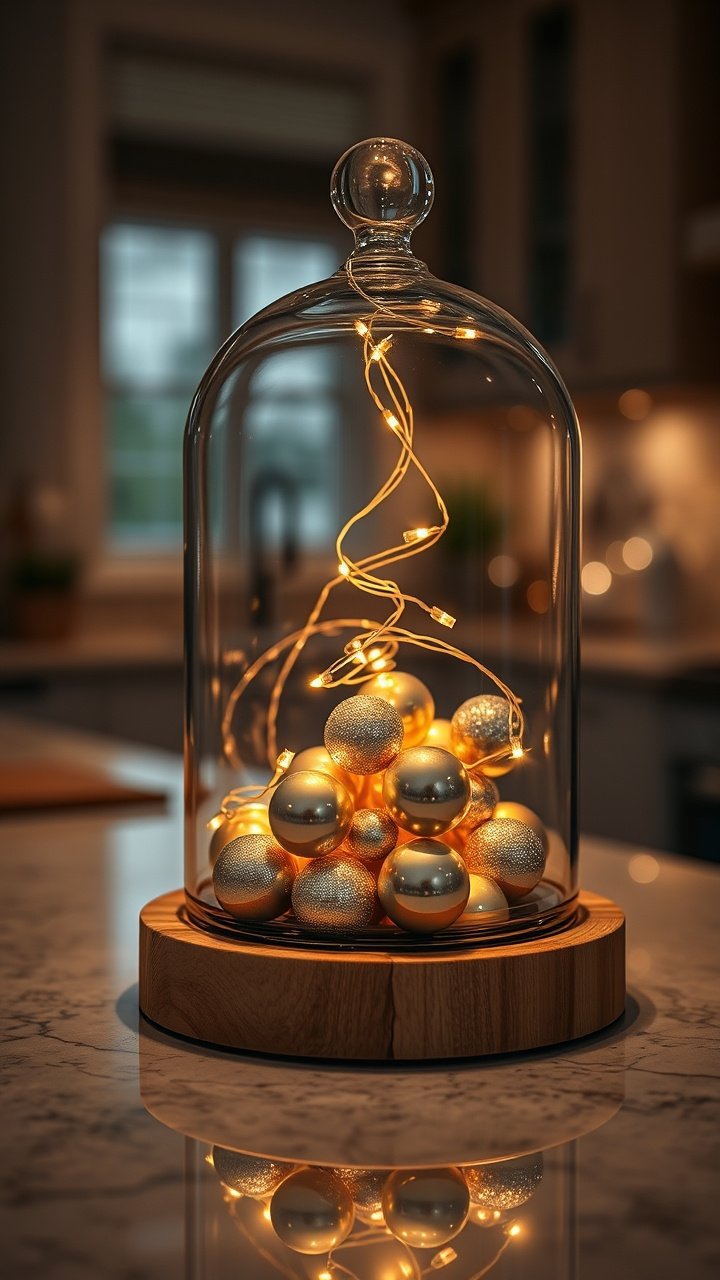 Minimalist Christmas floral: white ceramic vase with frosted berry and winter branches on concrete counter.