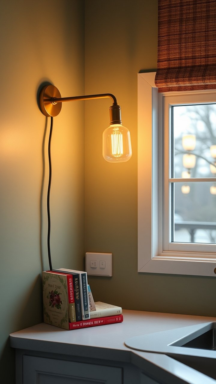 Brilliant Apartment Kitchen Lighting That Needs No Wiring 3 Under-cabinet LED light strip brightly illuminates a modern kitchen marble-effect countertop with a chef's knife and chopped vegetables.
