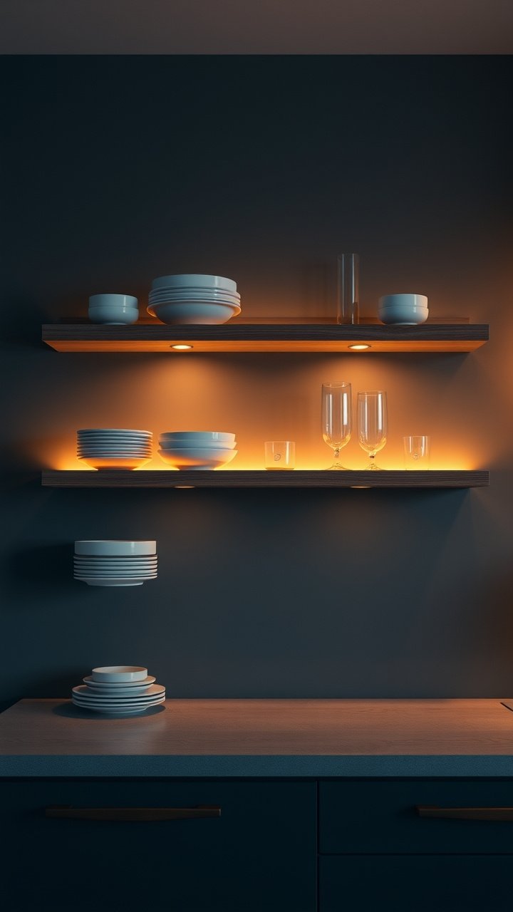 Brilliant Apartment Kitchen Lighting That Needs No Wiring 9 White minimalist plug-in track lighting system with three adjustable heads brightly illuminates a long, narrow galley kitchen ceiling.