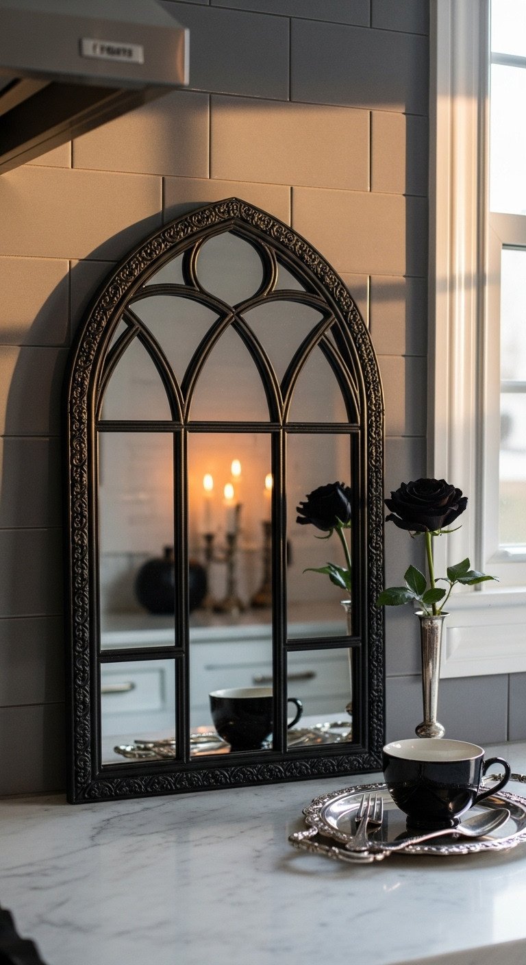 Witchy Halloween kitchen decor gothic mirror