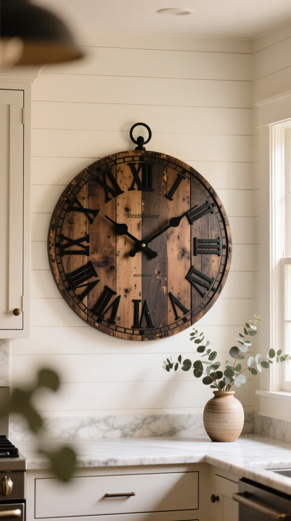 Cozy Rustic Kitchen Wall Decor Ideas To Add Instant Charm 17 A collection of three assorted wooden cutting boards leaning against a white subway tile backsplash in a rustic kitchen.