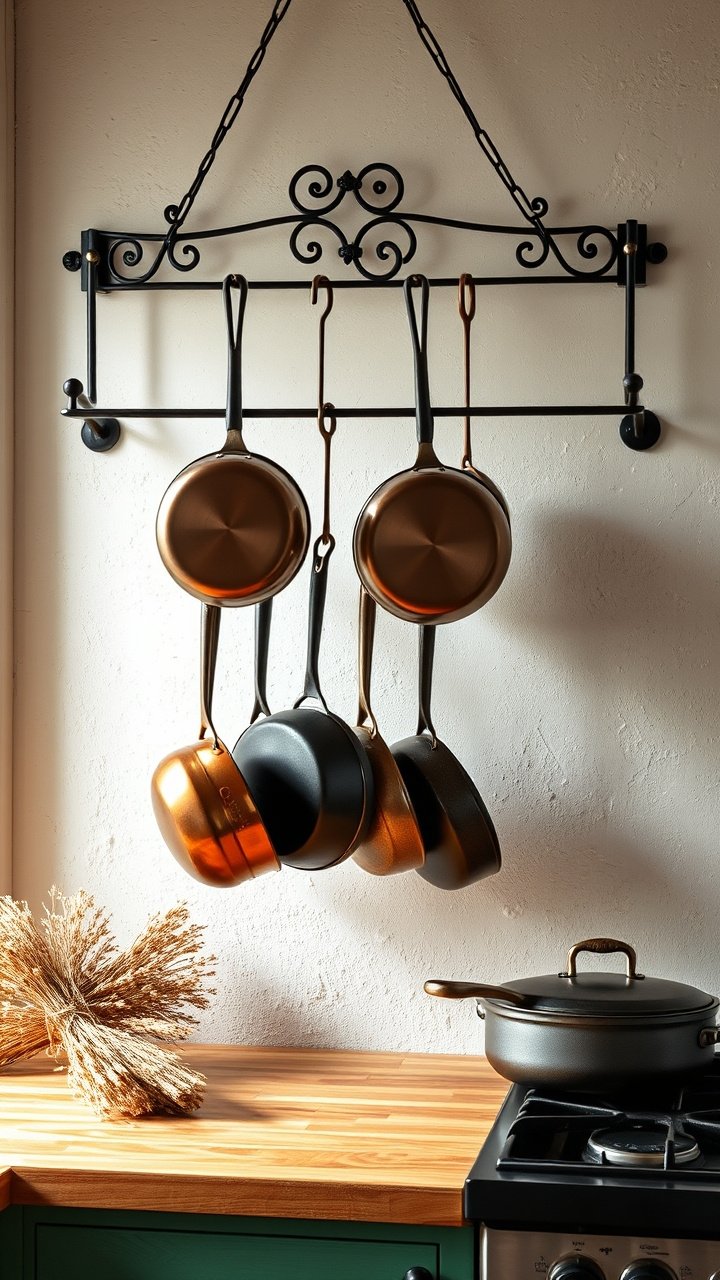 Cozy Rustic Kitchen Wall Decor Ideas To Add Instant Charm 7 A gallery wall of six vintage botanical herb prints in thin black frames arranged on a sage green wall in a breakfast nook.