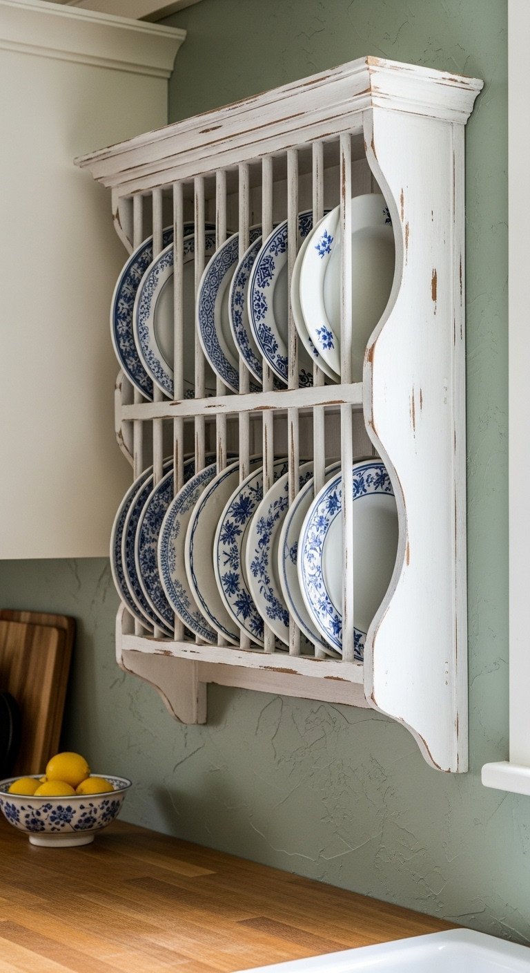 11 Stunning Ways To Style Sage Green Kitchen Wall Decor 5 A large round mirror with a thin brushed brass frame hangs on a sage green wall above a marble console table with tulips.