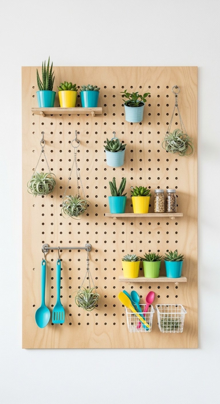 A lush Golden Pothos with long, trailing vines guided across a bright kitchen wall, creating a living wallpaper effect.
