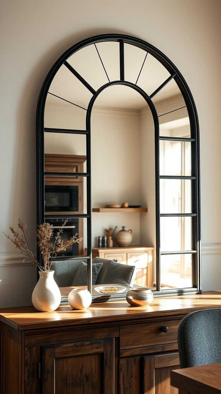 Cozy Rustic Kitchen Wall Decor Ideas To Add Instant Charm 9 A matte black wrought iron pot rack with hanging copper pans mounted on a plaster wall above a butcher block countertop.