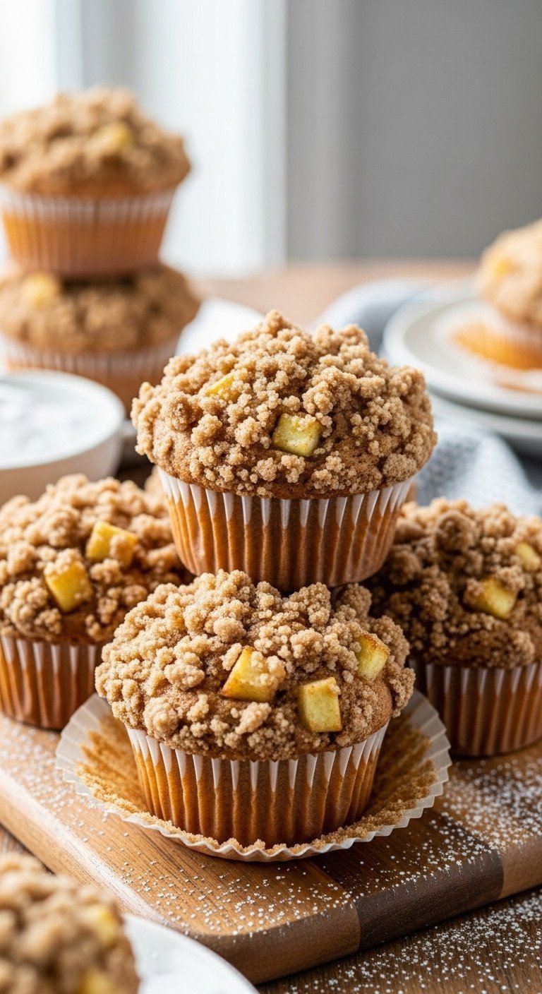 11 Best Apple Recipes Plus The Ultimate Baking Variety Guide 17 Fresh cinnamon apple crumble muffins with domed tops, visible diced apples, and brown sugar crumble.