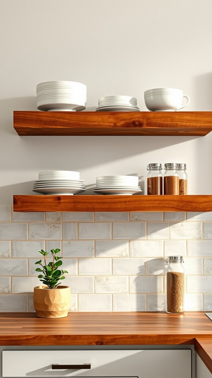 Cozy Rustic Kitchen Wall Decor Ideas To Add Instant Charm 1 Large rustic wall clock with distressed wood and black Roman numerals on a light shiplap wall in a cozy farmhouse kitchen.