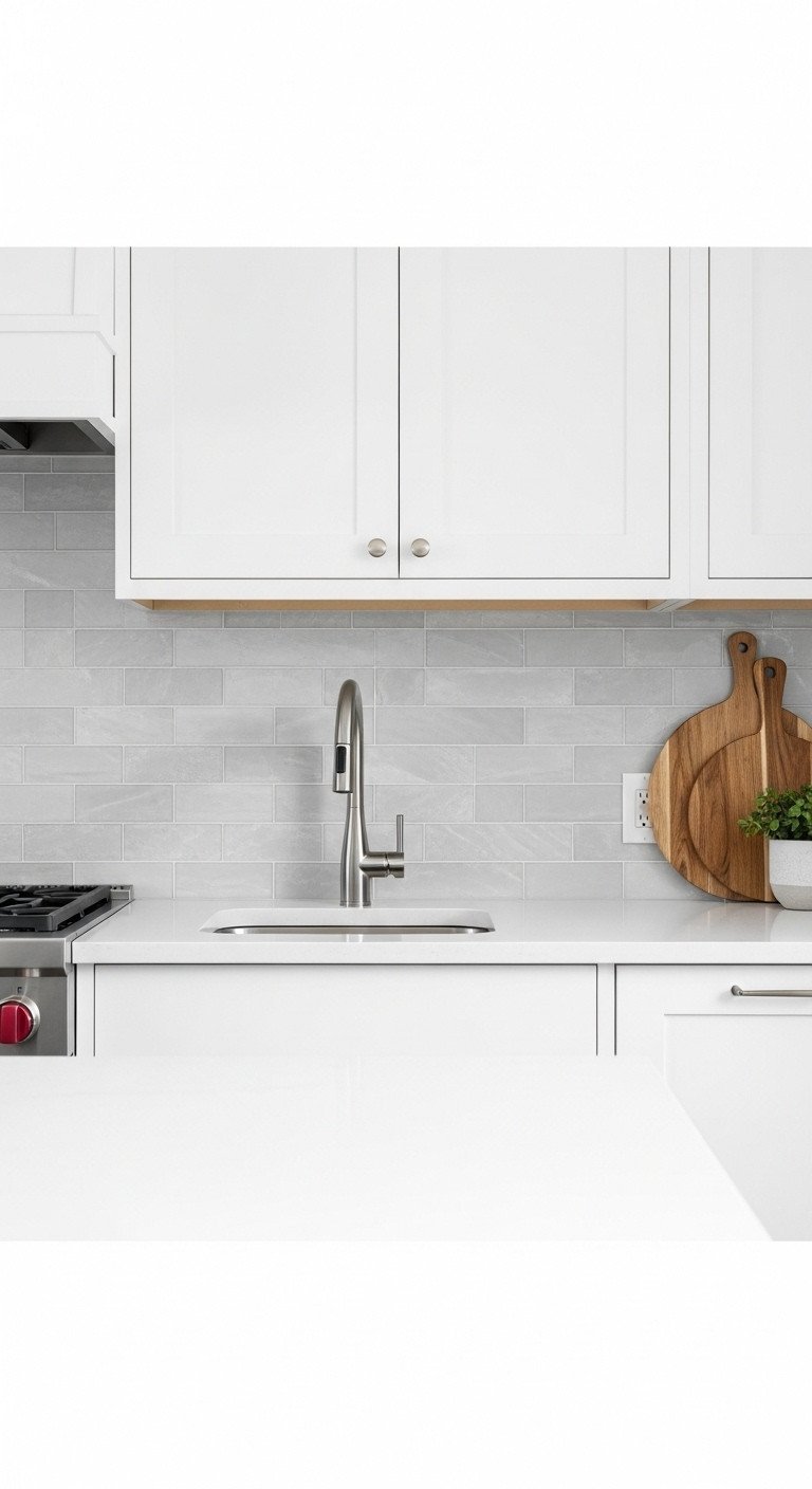 11 Brick Backsplash Ideas And The Essential Sealing Guide 11 Matte black painted thin brick backsplash creating contrast with white shaker cabinets and brushed gold pulls in an elegant kitchen.