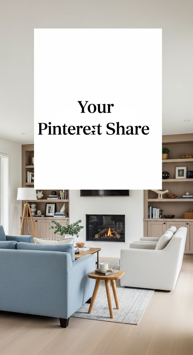 7 Smart Living Room Layouts To Solve Fireplace Tv Conflict 3 Modern asymmetrical living room with fireplace, sofa, two accent chairs, built-in shelving. Blue, white, and wood tones.