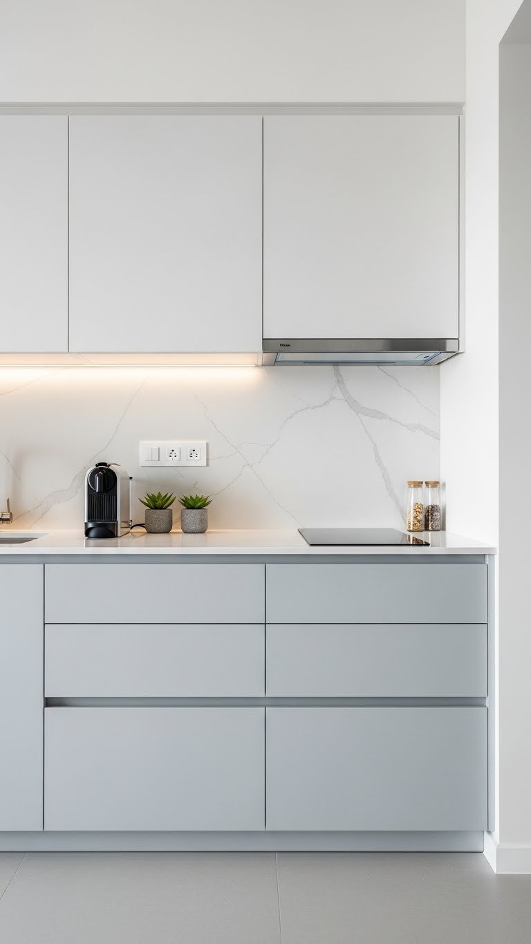 90 sq ft modern modular kitchen interior design in Kochi apartment with matte finish cabinets and integrated lighting.