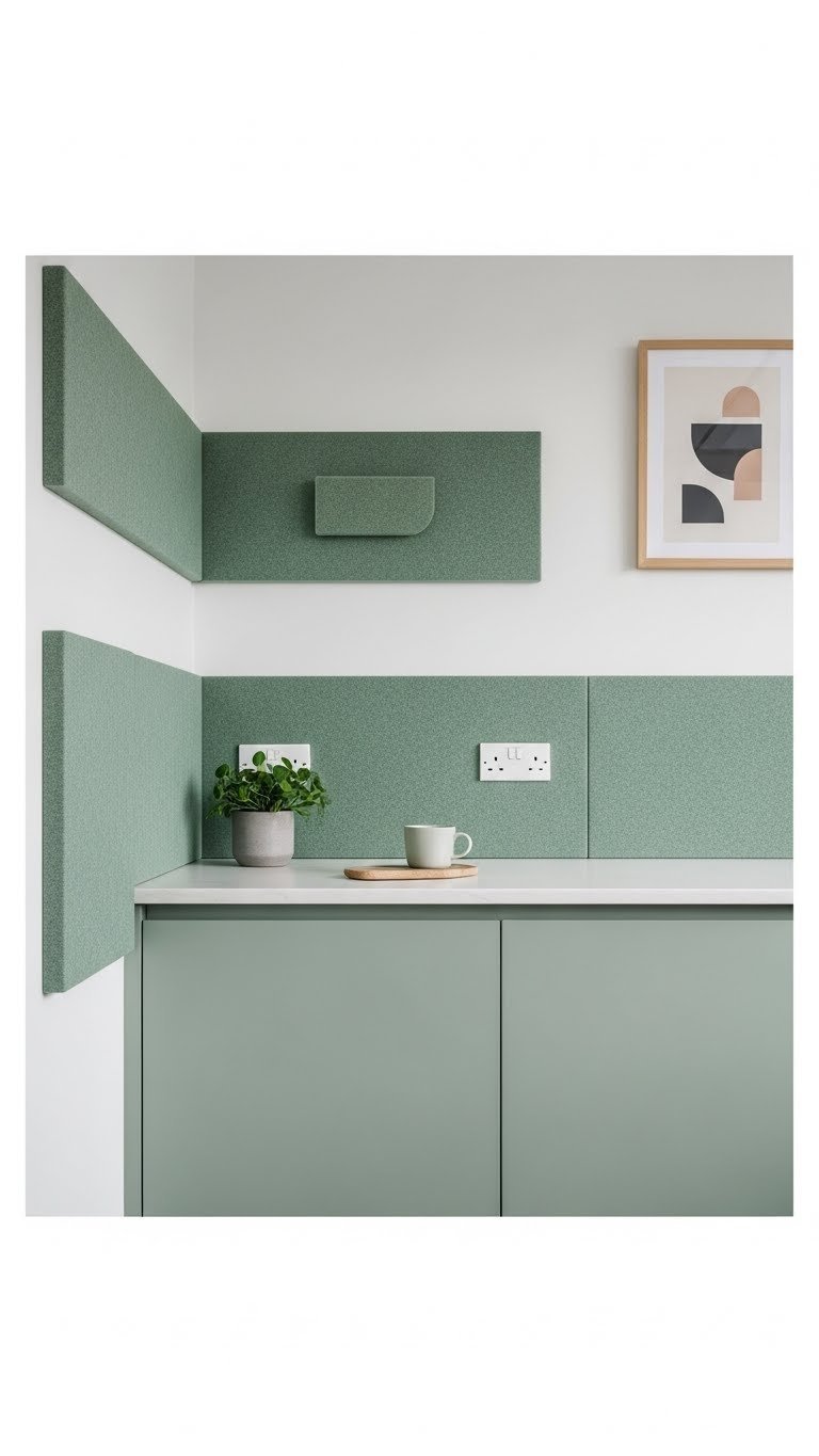 Small Office Kitchen: 11 Smart Ideas For Max Productivity 15 Acoustic panels integrated into office kitchen wall design for tranquil workspace atmosphere