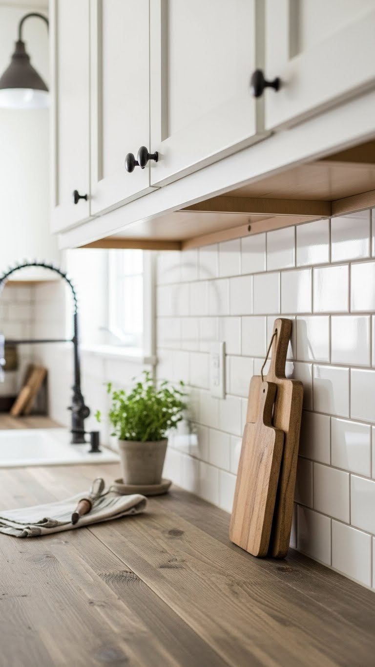 Rustic Kitchen On A Budget: 11 Genius Diy Ideas For Any Home 15 Budget-friendly rustic kitchen backsplash with peel-and-stick subway tile and wooden cutting board