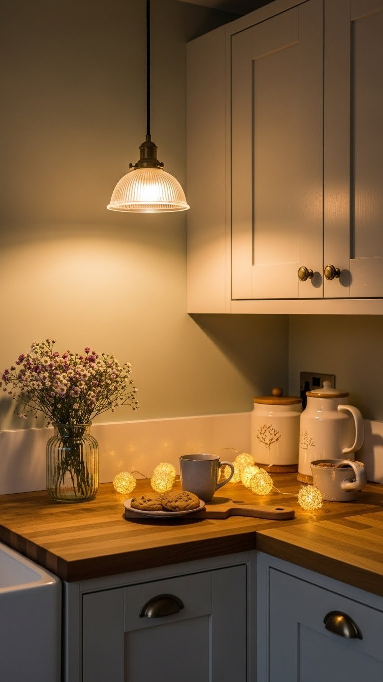 Small Cottage Kitchen: 9 Genius Ideas To Maximize Charm 15 Cozy cottage kitchen corner with antique pendant light and sage green heritage color palette