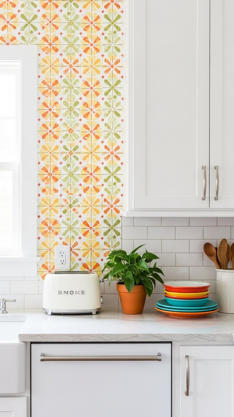 Curated display of charming kitsch decor accents including vintage cookie jar and enamelware mugs