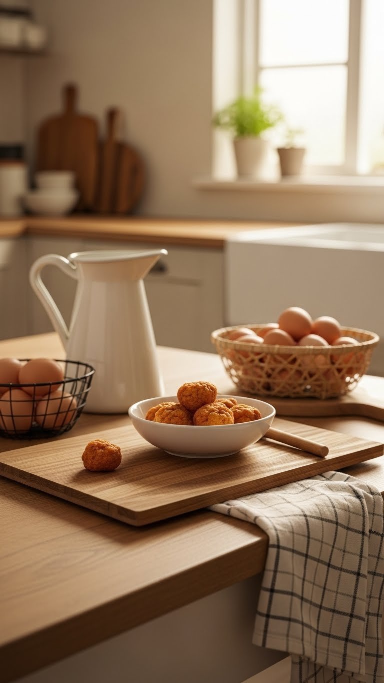 High-quality laminate countertop mimicking natural wood grain with vintage ceramic pitcher in warm light