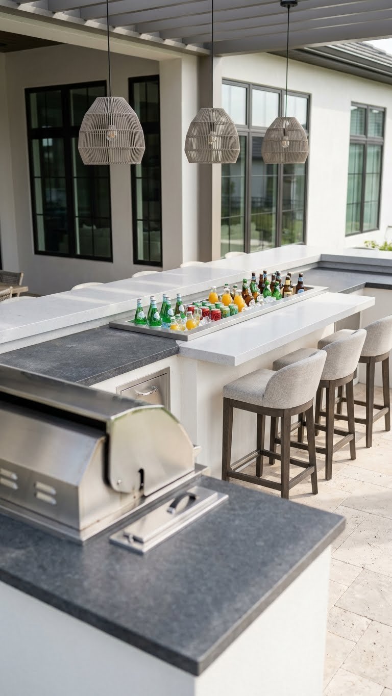 Outdoor Kitchen Patio Ideas 11 Proven Designs For Any Space 11 Large U-shaped outdoor kitchen island with multi-level countertops for entertaining
