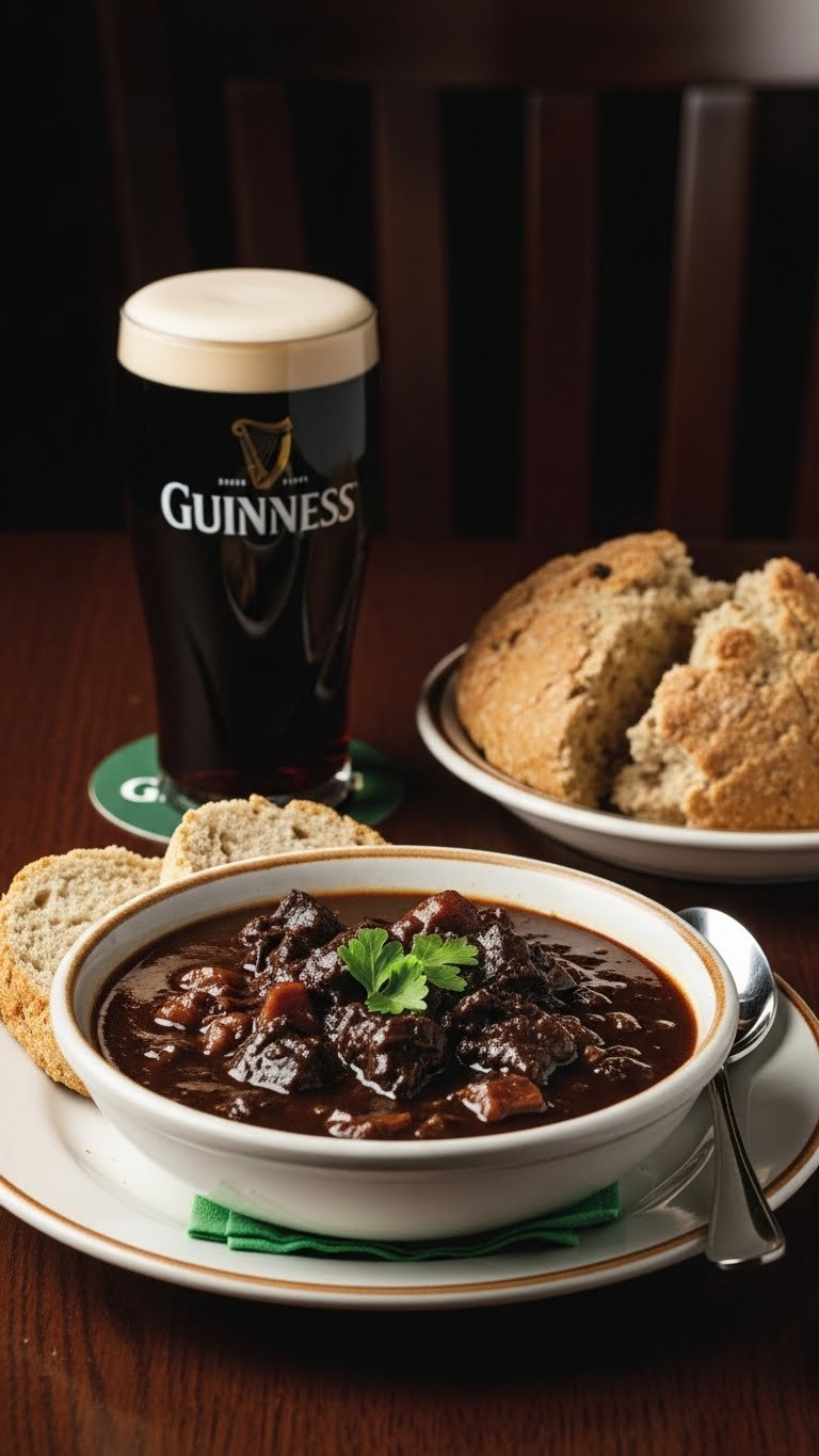 9 Easy Beef Stew Crock Pot Recipes For Cozy Family Dinners 13 Rich and malty Guinness beef stew in a rustic bowl with soda bread on a dark wooden table