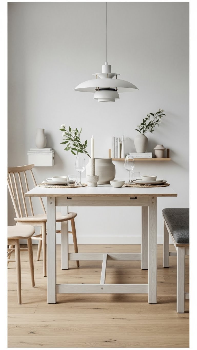 Scandi Kitchen Diner: 7 Proven Ideas For Functional Design 9 Scandinavian kitchen diner featuring multi-functional furniture like expandable dining table with bench seating storage