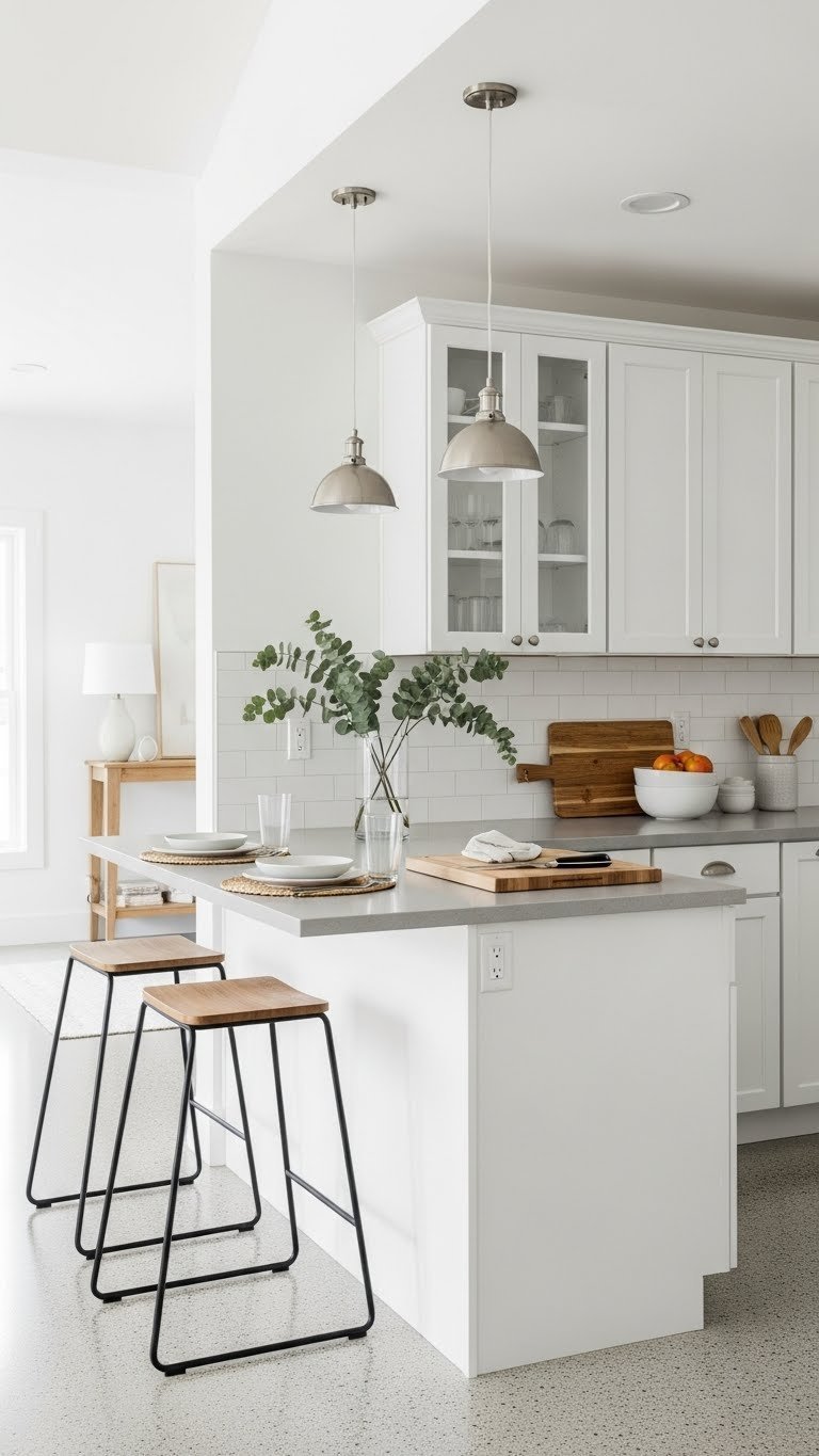 Small Kitchen Peninsula: 7 Genius Designs For Limited Space 11 Two-tiered kitchen peninsula with lower prep area and raised bar-height dining section in contemporary space