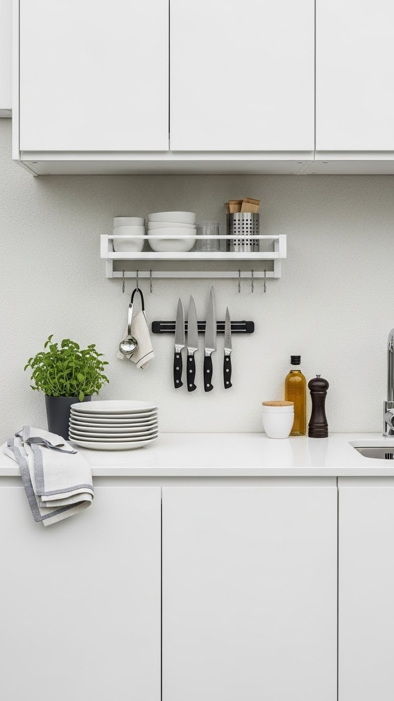 Wall-mounted storage solutions with weatherproof shelving for compact outdoor kitchen organization