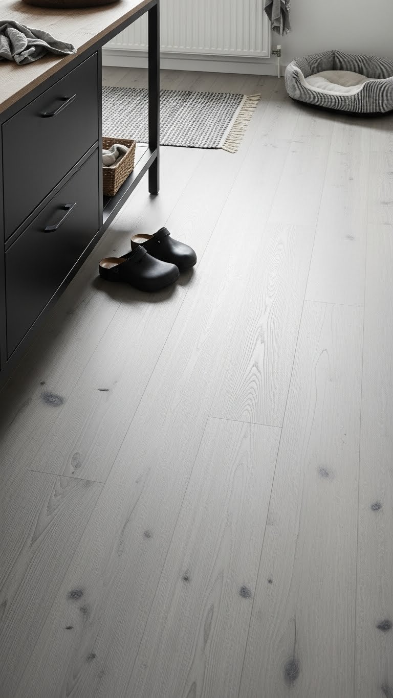 Scandi Industrial Kitchen Design: 9 Proven Ways To Maximize Style 13 Wide-plank light gray concrete flooring with minimalist dark cabinetry in industrial kitchen design