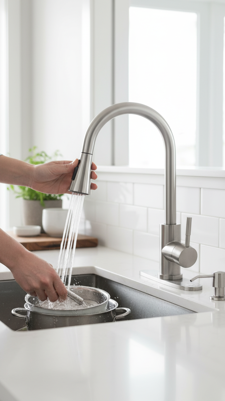 An Appaso Touchless Kitchen Faucet installed in a modern kitchen sink.