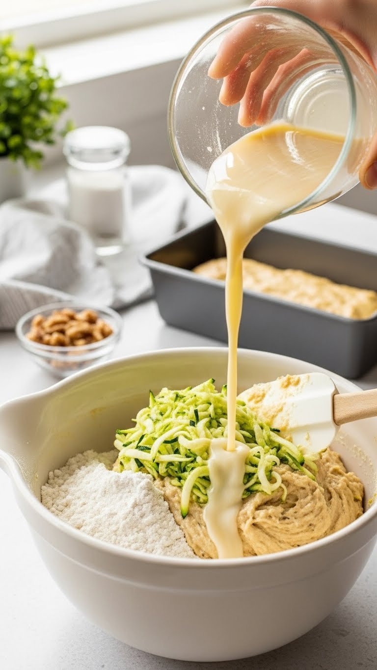 Ultimate Gluten Free Zucchini Bread: Guaranteed Moist &Amp; Easy 7 Combining gluten-free zucchini bread batter with shredded zucchini folded into dry ingredients