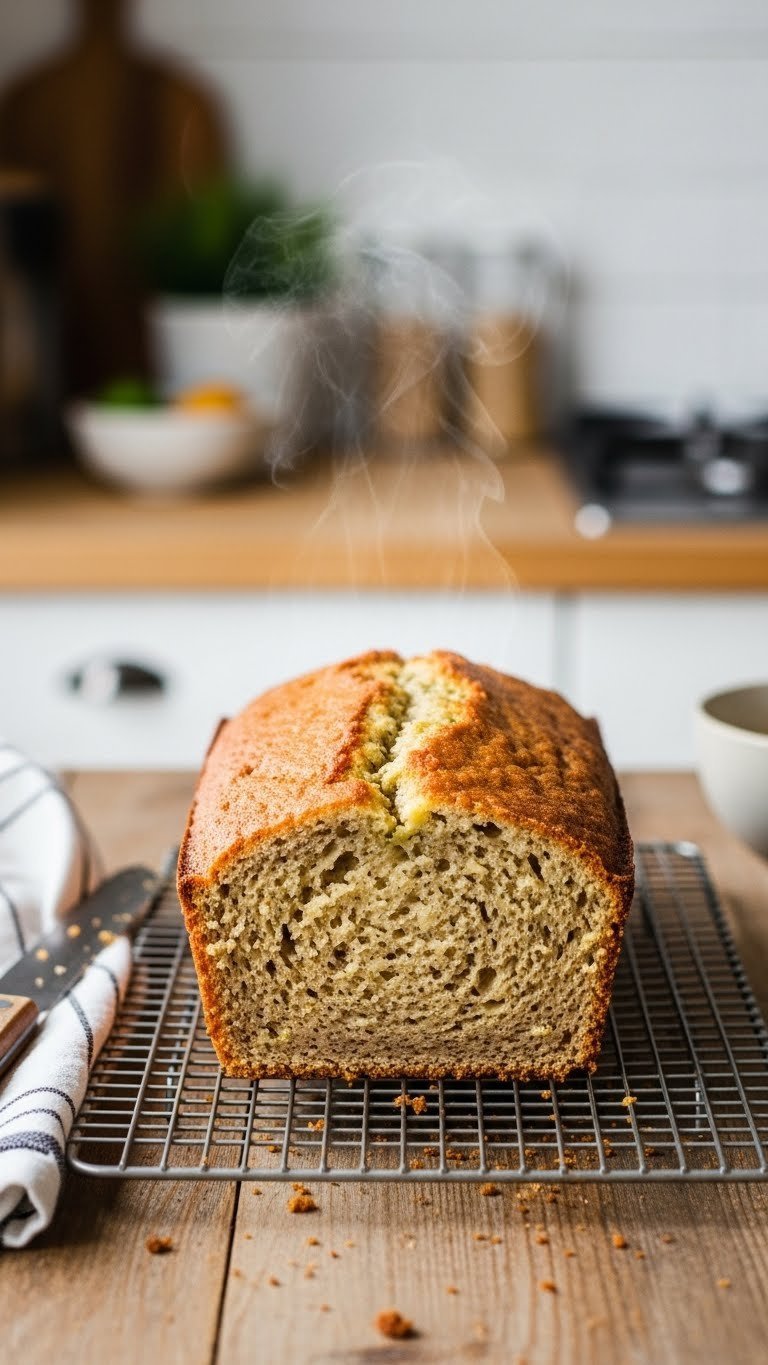 Ultimate Gluten Free Zucchini Bread: Guaranteed Moist &Amp; Easy 11 Cooling gluten-free zucchini bread loaf on wire rack showcasing tall airy structure and crust