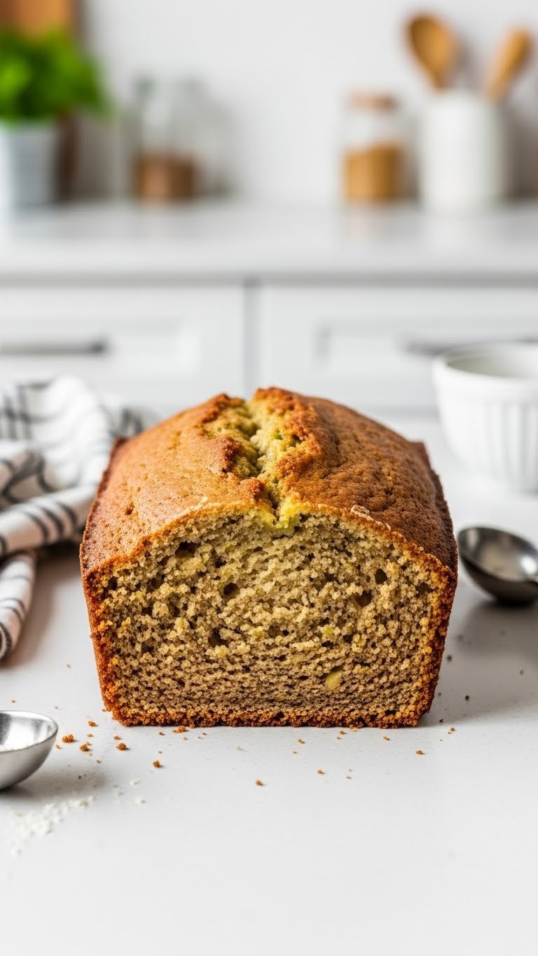 Diagnostic close-up of undercooked zucchini bread showing gummy texture and baking issues
