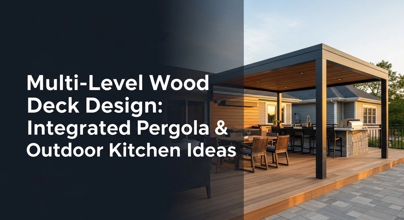 Multi-Level Wood Deck Design: Integrated Pergola & Outdoor Kitchen Ideas